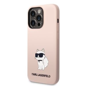 Husă din spate lichidă Apple iPhone 14 Pro KARL LAGERFELD KLHCP14LSNCHBCP - roz