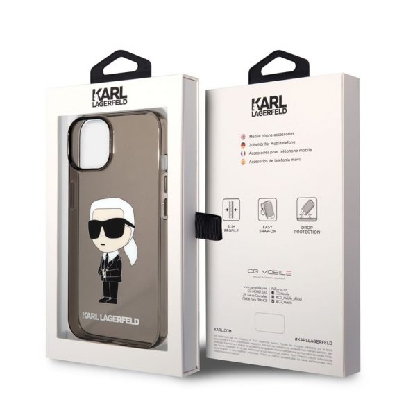 Husă din TPU pentru Apple iPhone 14 KARL LAGERFELD KLHCP14SHNIKTCK - neagră