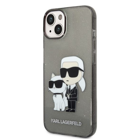 Husă din spate cu sclipici pentru Apple iPhone 14 Plus KARL LAGERFELD KLHCP14MHNKCTGK - neagră