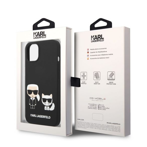 Husa din spate Apple iPhone 14 KARL LAGERFELD KLHMP14SSSKCK din silicon lichid MagSafe - negru