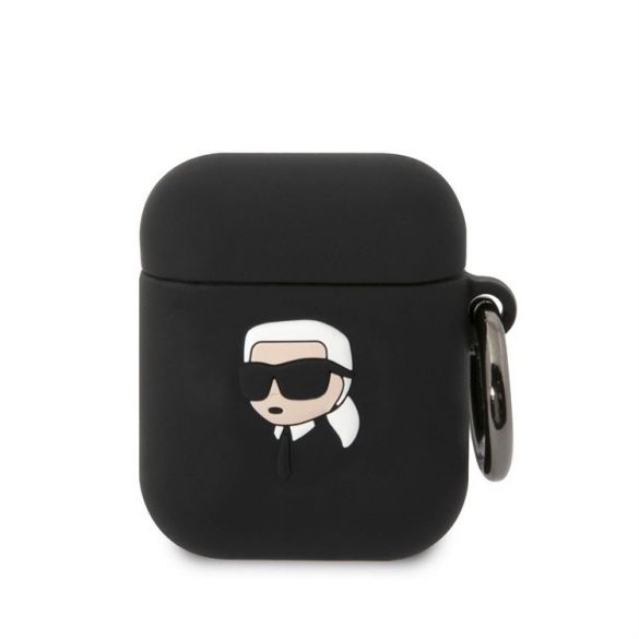 Suport Apple Airpods 1/2 KARL LAGERFELD KLA2RUNIKK din silicon lichid - negru