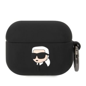 Suport Apple Airpods Pro KARL LAGERFELD KLAPRUNIKK din silicon lichid - negru