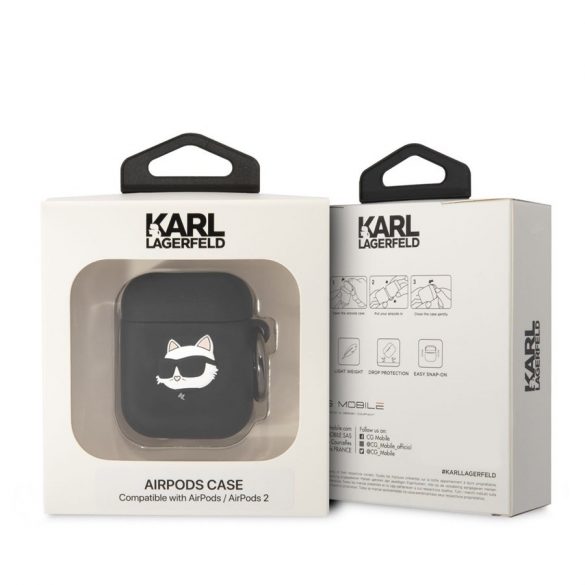 Suport Apple Airpods 1/2 KARL LAGERFELD KLA2RUNCHK din silicon lichid - negru