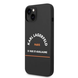 Husă din spate din silicon lichid pentru Apple iPhone 14 Plus KARL LAGERFELD KLHCP14LSRSGHLK - neagră