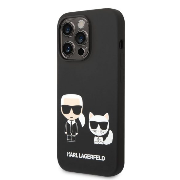 Husă din spate din silicon lichid pentru Apple iPhone 14 Pro KARL LAGERFELD KLHCP14LSSKCK - neagră