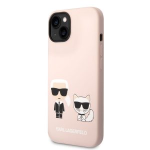 Husă din spate din silicon lichid pentru Apple iPhone 14 Pro KARL LAGERFELD KLHCP14LSSKCI - roz