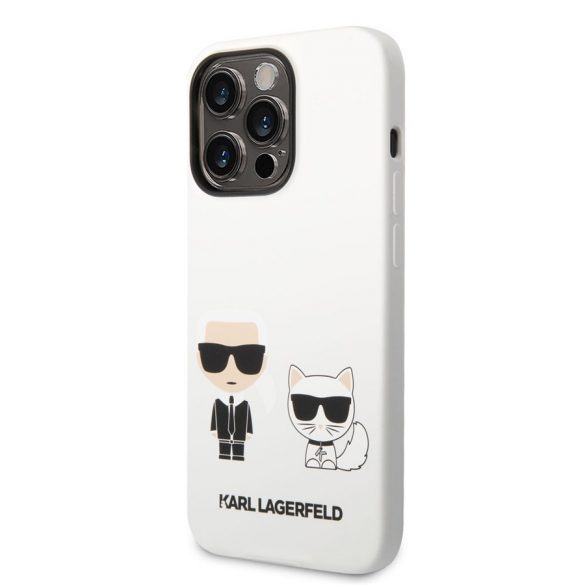 Husă din spate din silicon lichid KARL LAGERFELD KLHCP14SSSKCW Apple iPhone 14 - albă