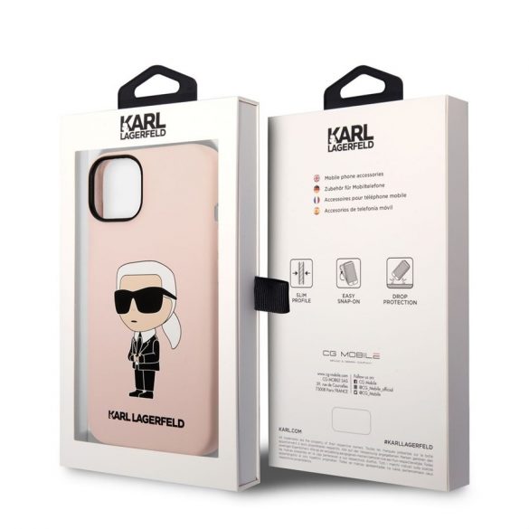 Husă din spate lichidă Apple iPhone 14 KARL LAGERFELD KLHCP14SSNIKBCP - roz