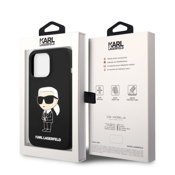 Husă din spate lichidă Apple iPhone 13 Pro KARL LAGERFELD KLHCP13LSNIKBCK - neagră