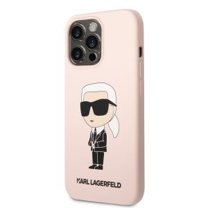 Husă din spate lichidă pentru Apple iPhone 13 Pro Max KARL LAGERFELD KLHCP13XSNIKBCP - roz