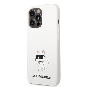 Husă din spate lichidă Apple iPhone 13 Pro KARL LAGERFELD KLHCP13LSNCHBCH - albă