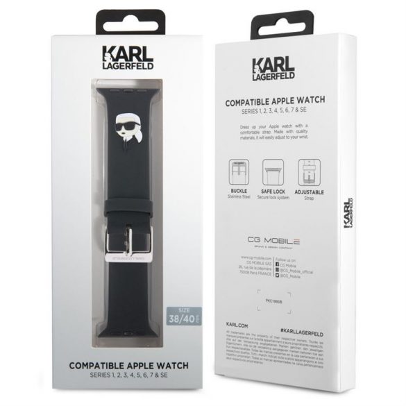 Curea ceas Apple iWatch Karl Lagerfeld KLAWMSLKNK 38/40/41mm - Negru