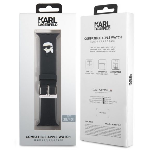 Curea ceas Apple iWatch Karl Lagerfeld KLAWMSLKNK 42/44/45mm - Negru