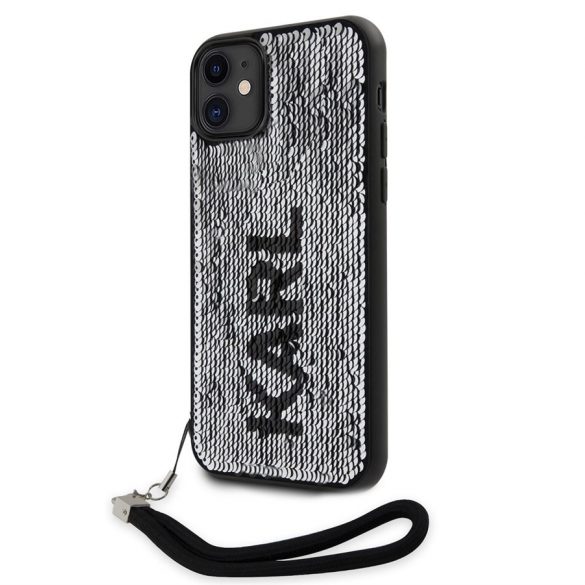 Husă din spate reversibilă KARL LAGERFELD KLHCN61PSQRKS Apple iPhone 11/XR - Carcasă neagră/argintie