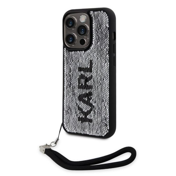 Husă din spate reversibilă KARL LAGERFELD KLHCP13LPSQRKS Apple iPhone 13 Pro - Carcasă neagră/argintie