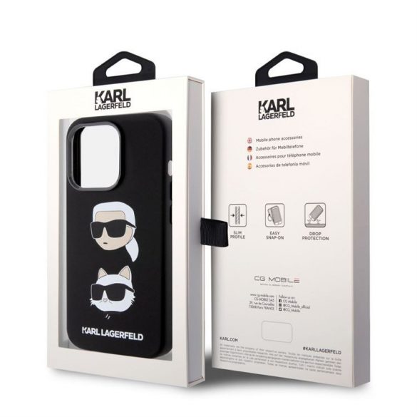 Husă din spate lichidă Apple iPhone 15 Pro Max KARL LAGERFELD KLHCP15XSDHKCNK - neagră