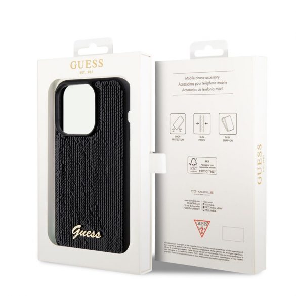 Husă din spate Apple iPhone 12/12 Pro GUESS GUHCP12MPSFDGSK - neagră