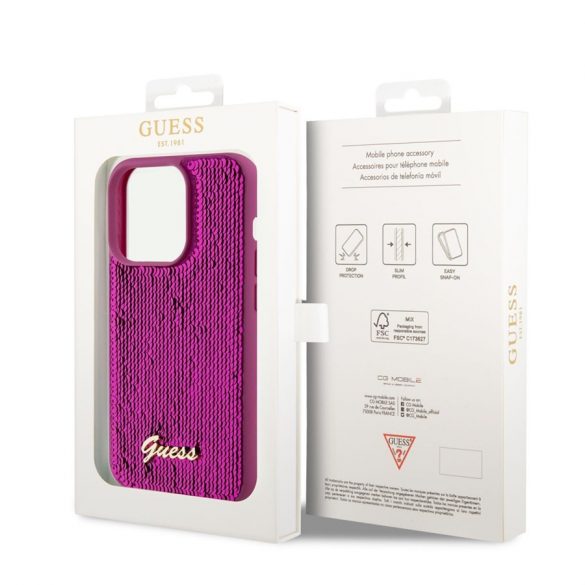 Husa din spate Apple iPhone 12/12 Pro GUESS GUHCP12MPSFDGSF - Magenta