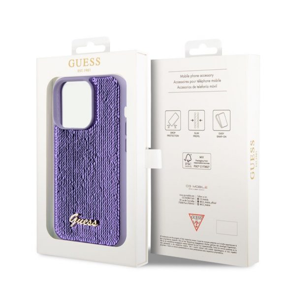 Husa din spate Apple iPhone 12/12 Pro GUESS GUHCP12MPSFDGSU - violet