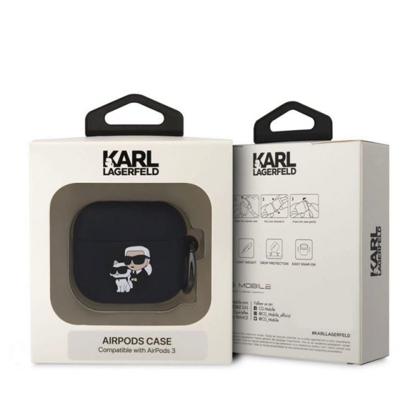 Suport Apple Airpods 3 KARL LAGERFELD KLA3RUNKC din silicon lichid - negru