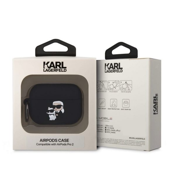 Suport Apple Airpods Pro 2 KARL LAGERFELD KLAP2RUNKC din silicon lichid - negru