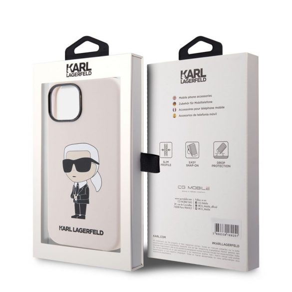 Husă din spate lichidă Apple iPhone 15 KARL LAGERFELD KLHCP14SSNIKBCP - roz