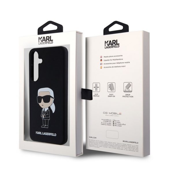 Husa din spate din silicon lichid pentru Samsung S24 KARL LAGERFELD KLHCS24SSNIKBCK - negru