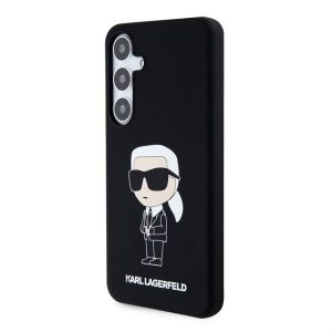 Husă din spate din silicon lichid KARL LAGERFELD KLHCS24MSNIKBCK pentru Samsung S24 Plus - neagră