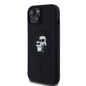 Apple iPhone 15 KARL LAGERFELD KLHMP15SSCMKCRHK Liquid Silicon MagSafe Back Cover - Negru