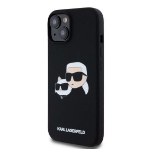 Apple iPhone 15 KARL LAGERFELD KLHMP15SSKCHPPLK Liquid Silicon MagSafe Back Cover - Negru