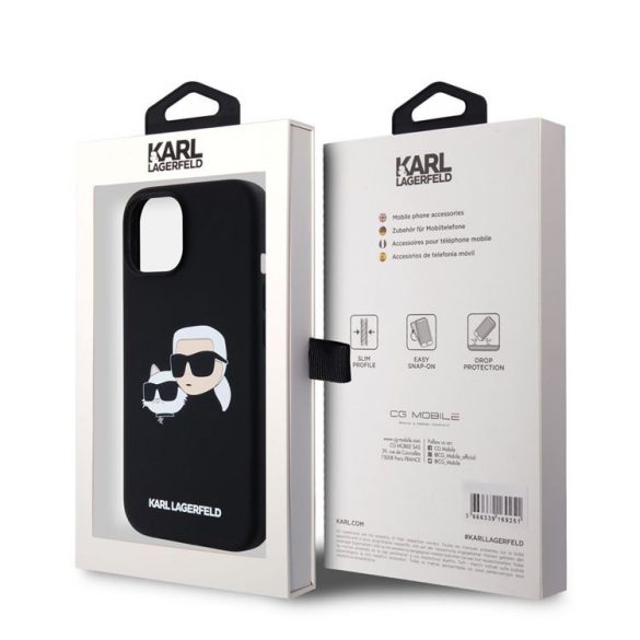 Apple iPhone 15 KARL LAGERFELD KLHMP15SSKCHPPLK Liquid Silicon MagSafe Back Cover - Negru