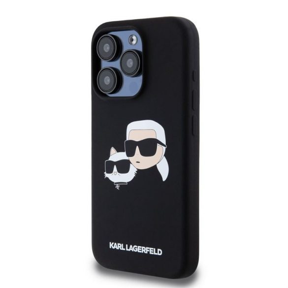 Apple iPhone 15 Pro KARL LAGERFELD KLHMP15LSKCHPPLK Liquid Silicon MagSafe Back Cover - Negru