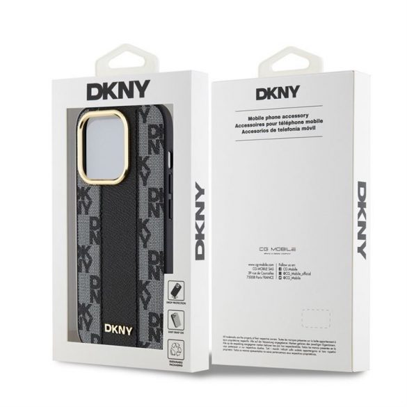 Apple iPhone 15 Pro DKNY DKHMP15LPCPVSLK MagSafe Back Cover - Negru