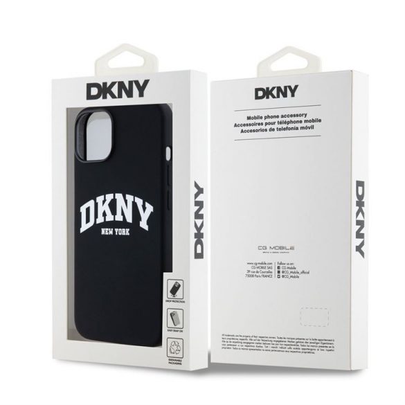 Husa din spate MagSafe din silicon lichid Apple iPhone 15 DKNY DKHMP15SSNYACH - negru