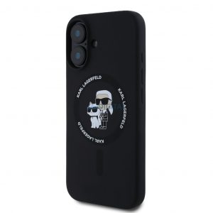 Apple iPhone 16 KARL LAGERFELD KLHMP16SSCMKCRHK Liquid Silicon MagSafe Back Cover - Negru