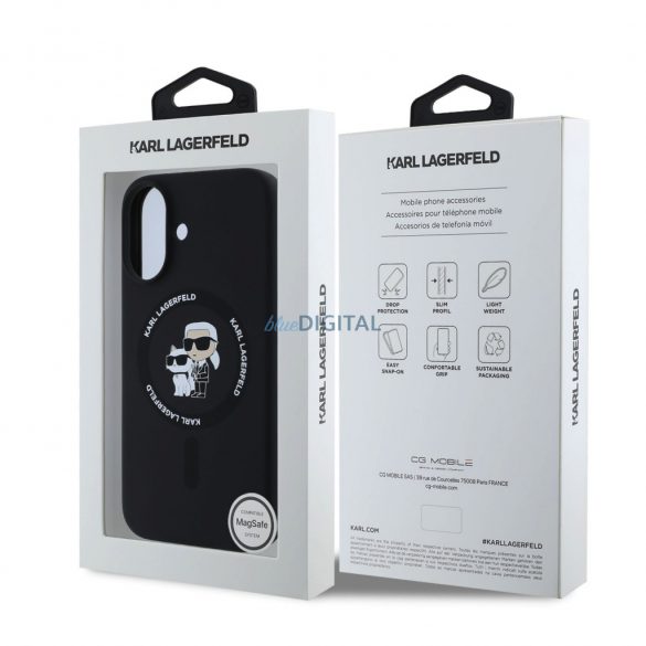 Apple iPhone 16 KARL LAGERFELD KLHMP16SSCMKCRHK Liquid Silicon MagSafe Back Cover - Negru