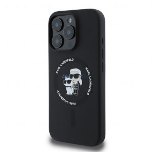 Apple iPhone 16 Pro KARL LAGERFELD KLHMP16LSCMKCRHK Liquid Silicon MagSafe Back Cover - Negru