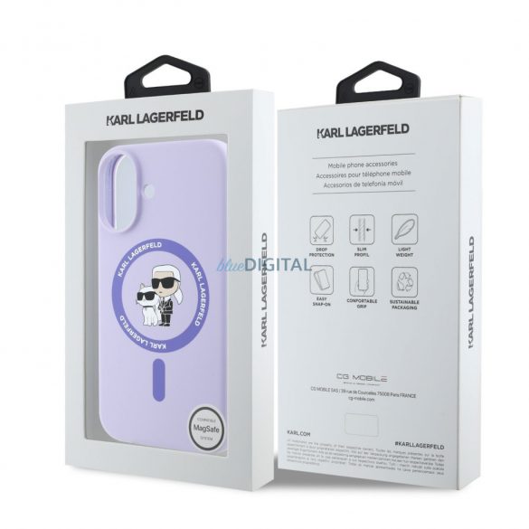 Apple iPhone 16 KARL LAGERFELD KLHMP16ASSCMKCRHU Liquid Silicon MagSafe Back Cover - Violet