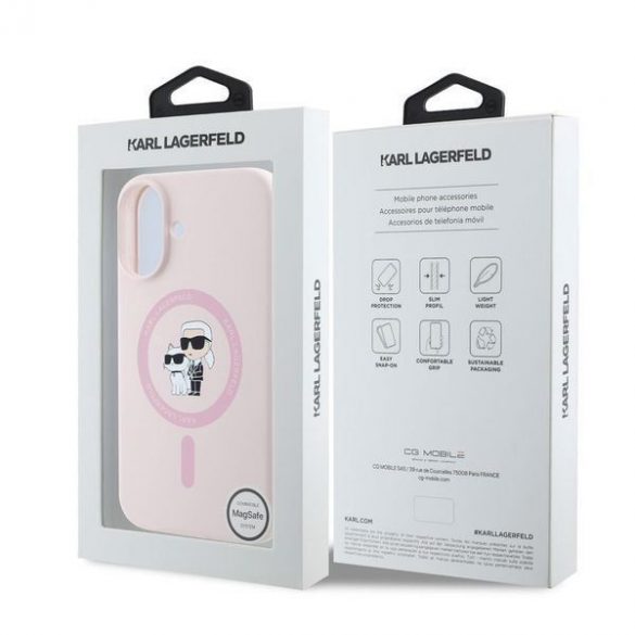 Apple iPhone 16 KARL LAGERFELD KLHMP16SSCMKCRHP Liquid Silicon MagSafe Back Cover - Roz