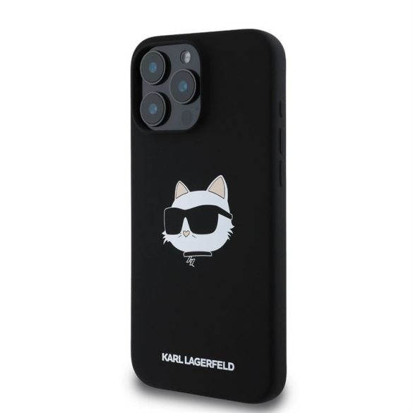 Apple iPhone 16 Pro Max KARL LAGERFELD KLHMP16XSCHPPLK Liquid Silicon MagSafe Back Cover - Negru