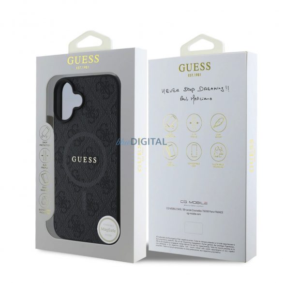 Apple iPhone 16 GUESS GUHMP16SG4GFRK MagSafe Hátlap - Fekete