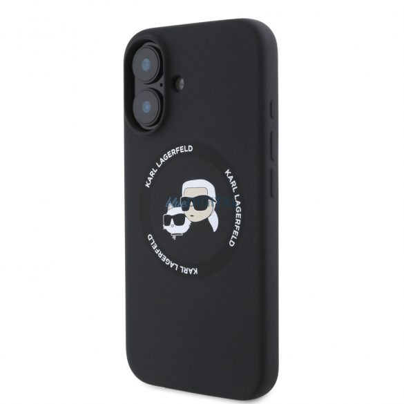 Apple iPhone 16 KARL LAGERFELD KLHMP16SSKCHTCK Liquid Silicon MagSafe Back Cover - Negru