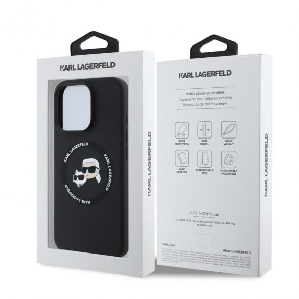 Apple iPhone 16 Pro Max KARL LAGERFELD KLHMP16XSKCHTCK Liquid Silicon MagSafe Back Cover - Negru