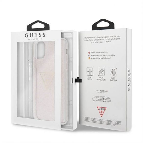 Husă din TPU cu sclipici pentru Apple iPhone 11 Pro Max GUESS GUHCN65SGTLPI - roz