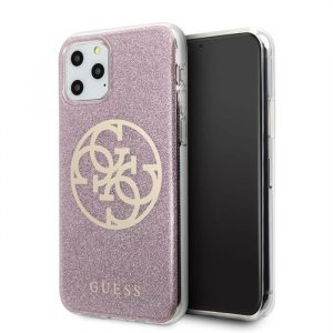 Husă din TPU cu sclipici pentru Apple iPhone 11 Pro Max GUESS GUHCN65PCUGLPI - roz