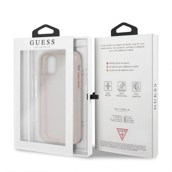 Husă din spate TPU cu sclipici pentru Apple iPhone 11 Pro GUESS GUHCN58PCGLPI - roz