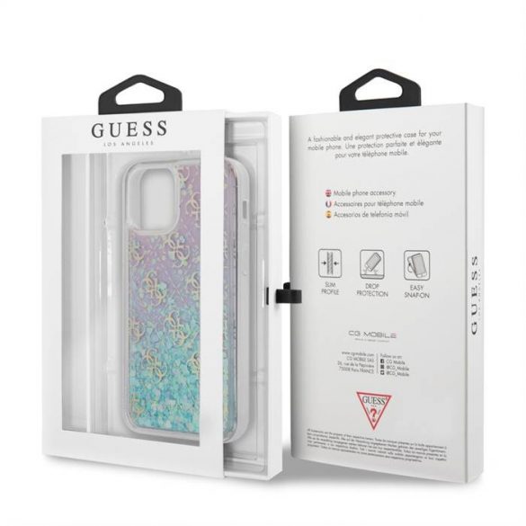 Husă din TPU cu sclipici lichid pentru Apple iPhone 12 Mini GUESS GUHCP12SLG4GGBLPI - roz