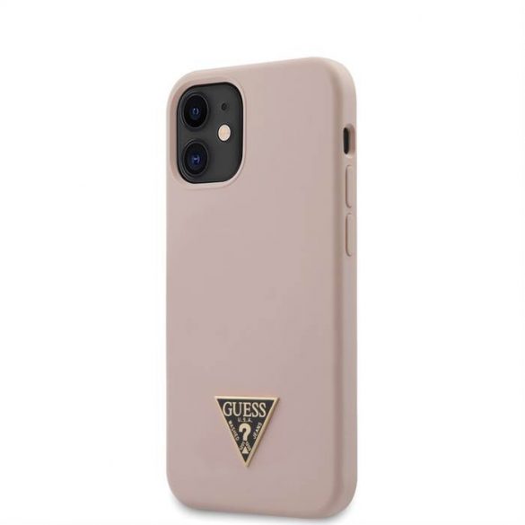 Husă din spate din silicon lichid pentru Apple iPhone 12 Mini GUESS GUHCP12SLSTMLP - roz pudrat