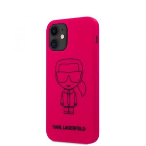 Husa din spate din silicon lichid pentru Apple iPhone 12 Mini KARL LAGERFELD KLHCP12SSILFLPI - magenta