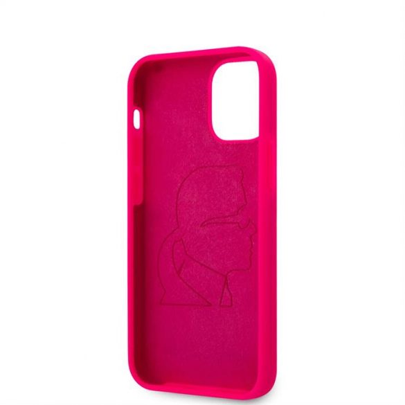 Husa din spate din silicon lichid pentru Apple iPhone 12 Mini KARL LAGERFELD KLHCP12SSILFLPI - magenta